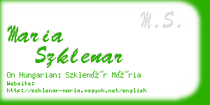 maria szklenar business card